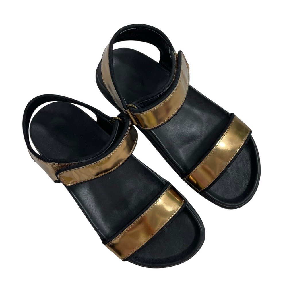 A7EIJE New York Bronze Gold Platform Sandals Women's 9 Shoes‎ Strap